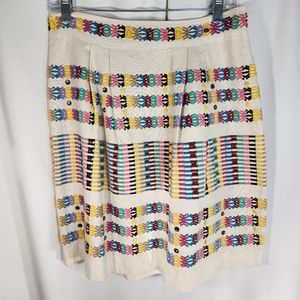 Anthropologie Akemi + Kin BOHO Rainbow Beaded & Ebroidered A-Line Skirt Size 4